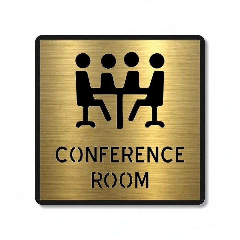 BerryBox Premium Brush Finish Gold Acrylic Conference Room Sign 5.8 Inch Easy to Mount 3M Self-Adhesive Tape for Business Office Hospital Corporate Hotel Company Factory Bank Commercial