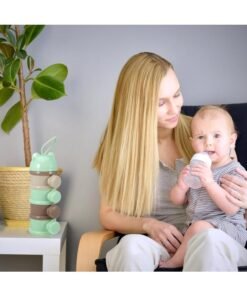 Gonice 4 Layers Baby Milk Powder Formula Dispenser, Infant Milk Powder Box Stackable Food Snacks Storage Box Formula Container for Travel (Light Green)