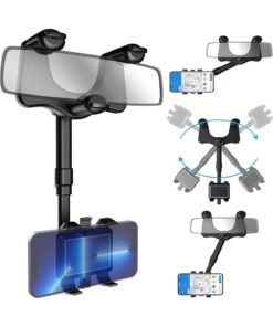 Buytory Universal 360° Rearview Mirror Car Phone Holder Mount | Adjustable Hands-Free Mobile Stand for iPhone & Android | Dashboard & Windshield Compatible