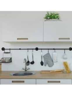 Arabest Industrial Pipe Clothes Rack: Wall Mounted Hanging Bar 180CM Metal Clothing Pipe Rod Heavy Duty Clothing Storage Rail for Closet Laundry Wardrobe Room Clothes Store