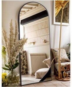 Vparty 170x60 cm Arch Floor Mirror with Aluminum Frame, Arched-Top Full-Length Mirror in Black, Hanging or Leaning Design for Bedroom, Dressing Room, Living Room, Sleek, Modern, Durable Home Décor, Vertical Full Body Accent Mirror