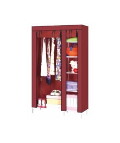 Raxoom Portable Clothing Wardrobe Cabinet Fabric Cover and Household Items Storage Wardrobe 175 x 45 x 110cm maroon/burgundy