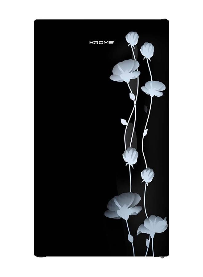 KROME Glass Door Refrigerator, 141L Gross / 90L Net Capacity, Direct Cool, Floral Design, R600a Refrigerant KR-RF141GG black
