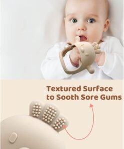 Alternative view of Flushrenic 2 packs of teething toys for babies, suitable for children aged 0-6 months to 6-12 months, food-grade silicone teething gloves, anti-drop wrist teething toys for babies, satisfying sucking needs, BPA-free.