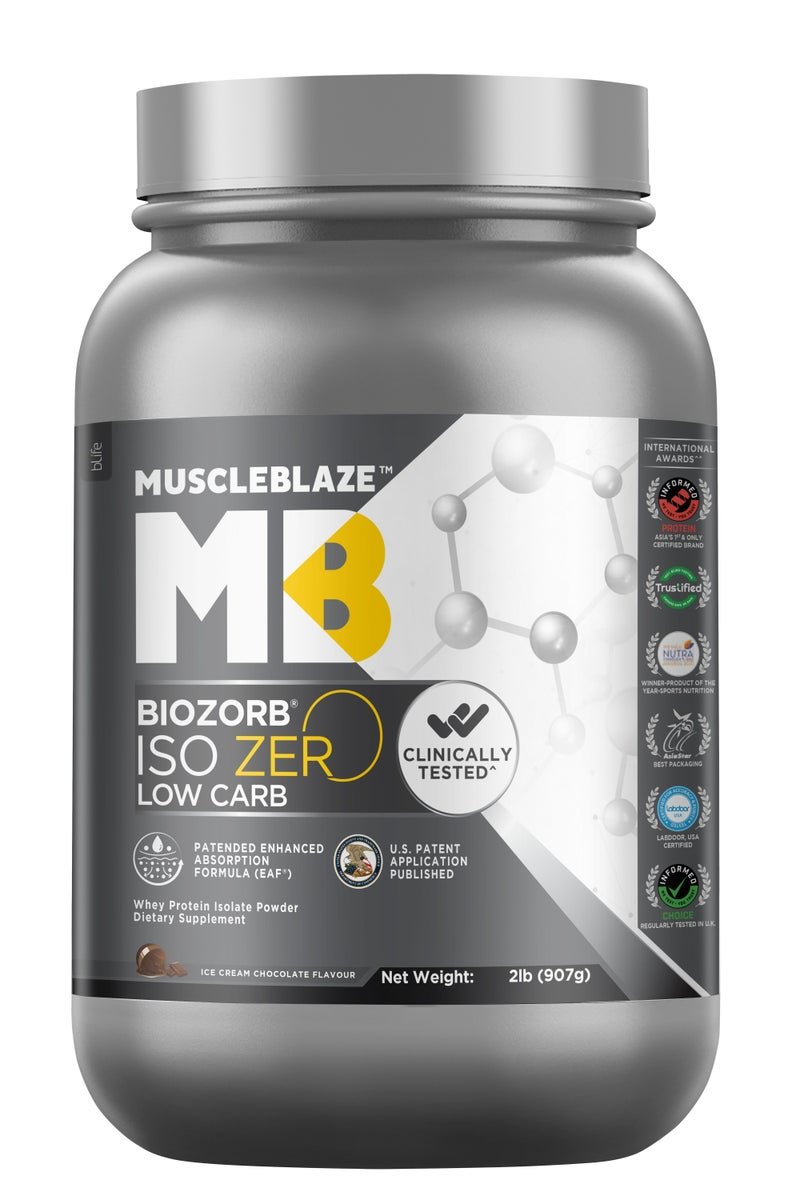 MuscleBlaze Biozorb Iso-Zero, Low Carb (Ice Cream Chocolate, 2lbs / 907g)