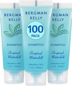 BERGMAN KELLY Travel Size Hotel Shampoo (1 fl oz, 100 PK, Tropical Waterfall), Delight Your Guests with Invigorating and Refreshing Shampoo Hotel Amenities, Mini & Small Size Luxury Shampoo in Bulk
