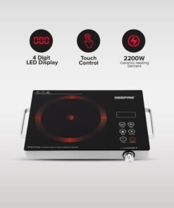 GEEPAS 4 Digit LED Display Digital Infrared Cooker,High-Temperature Resistant Glass, Elegant Design, Fireproof Material, Stainless Steel Body,Ceramic Heating Element, With 10 levels Of watt Setting GIC6920NV Black