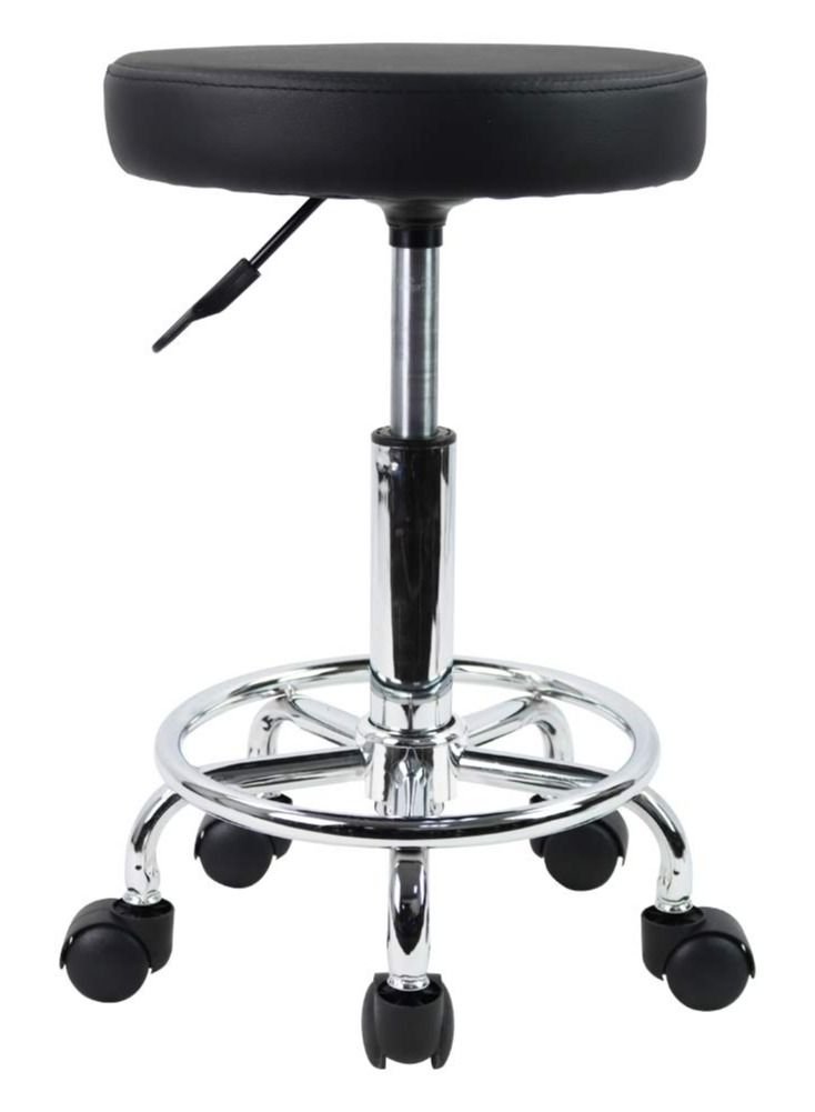 LA PERLA TECH Swivel Stool Chair Height Adjustable Rolling Stool Multi-Purpose Comfortable 8 CM SPONGE- Round Chair / Lab Office Stool, Black