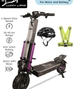Lucky Liang L6 Pro High-Performance Electric Scooter – Dual 3000W Motors (6000W Total), 60V 40Ah Battery, 55–110KM Range, 13×4.5” Off-Road Tires, 4-Speed Modes, Rear Suspension, Aluminum Alloy Frame + Free Helmet & Vest