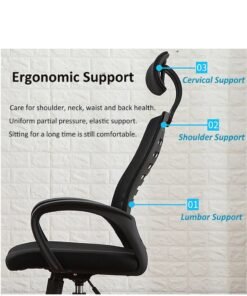 Alternative view of Ergonomic Office Chair, Comfort High Back Swivel Executive Chair with Lumbar Support, Adjustable Headrest, Breathable Mesh Work Chair Home