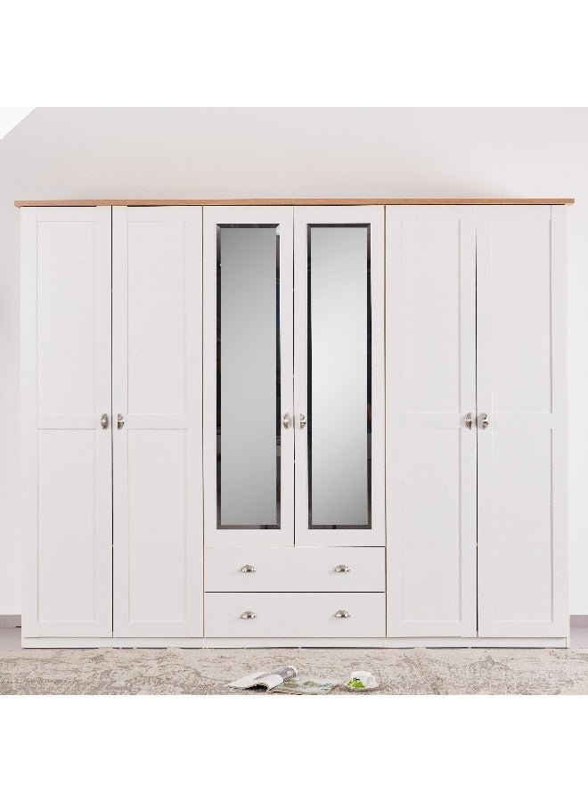 Home Box Hampton NXT 6-Door Wardrobe with 2-Drawers and Mirror