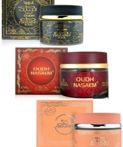 Nabeel Pack of 3 Ultimate Oudh Incense Bakhoor Collection Nabeel, Nasaem and Black 60 GM