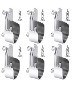 Barakah 6 Pcs Oval Wardrobe Hanging Rails Fittings, Wardrobe Pole Fittings, Wardrobe Rod Bracket Bracket for Wardrobe Shower Curtain Closet Curtain Wardrobe Closet, Polished Chrome Finish