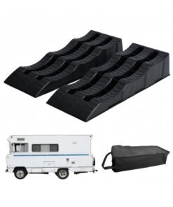 WALALLA 2Pcs Portable Car Ramps, Automotive Leveling Ramp, Car Wheel Leveler Chocks, Vehicle Service Ramp, Tire Stabilizer for Travel Trailer, RV, Truck,4T Capacity Per Pair,Black