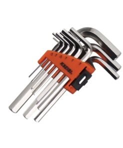 KSEIBI Hex Allen Key Wrench Set Short 9-Pc. Metric, - 10mm -1.5mm-  Optimum Strength Steel - for tightening or loosening fasteners with hexagonal sockets.Organizer Tool Clip, Bicycle Repair, Plumbing Repair.