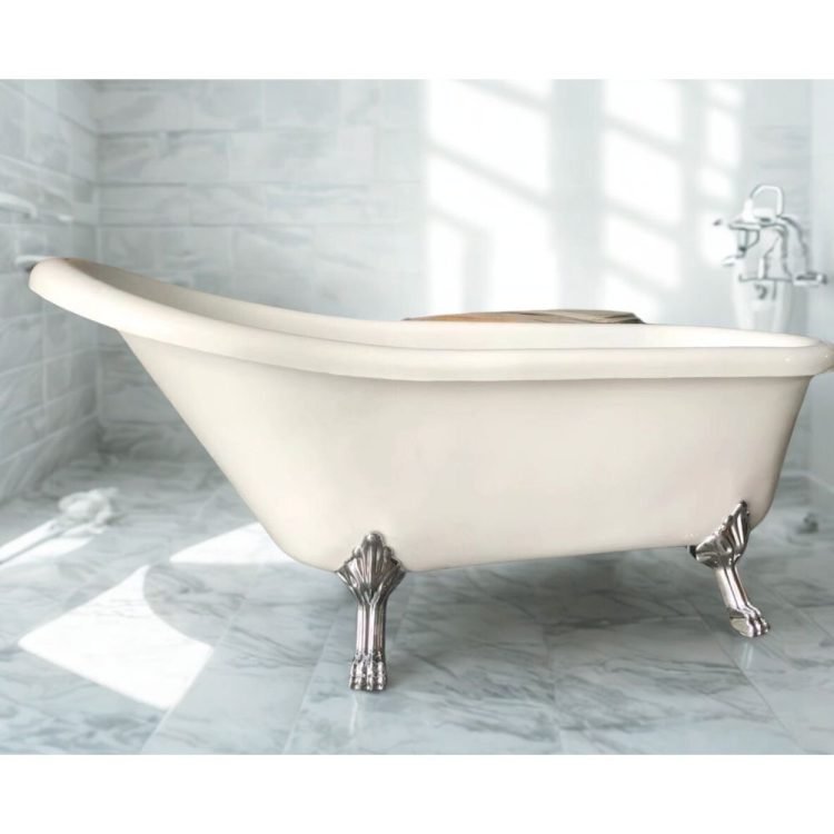 Freestanding acrylic bathtub with silver leg