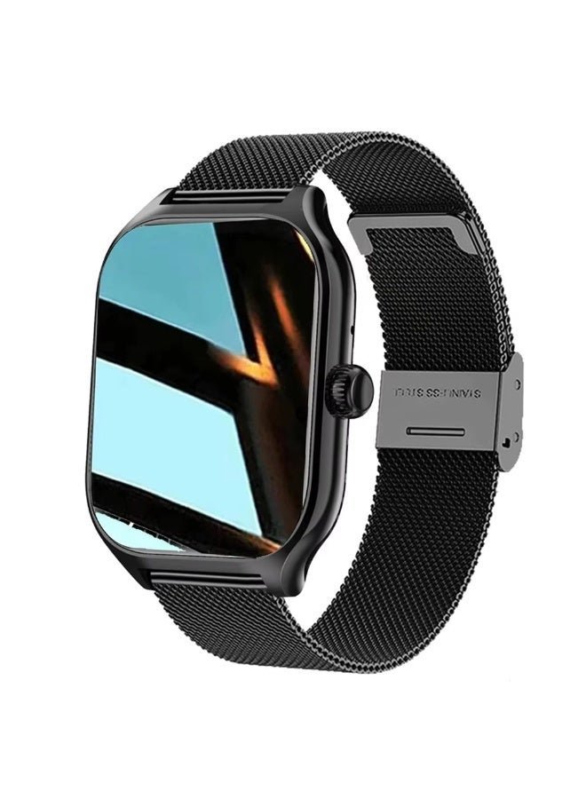 SUTRA Unisex Smart Watch for Men & Women, Full Touch HD Screen, Stainless Steel Magnetic Mesh Band, Fitness Tracker, Heart Rate Monitor – Black
