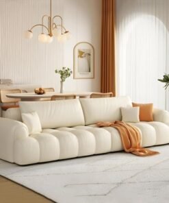 Comfynest Modern Off-White Sofa In Tech Cloth Upholstery, Standard Size With Tear-Resistant Feature Latex Seat Filling, 238.76 X 88.9 X 78.74 Cm Off-White (4-Seater)