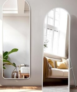 Bluejw Arched Full-Length Mirror with Rounder Corner – Standing & Wall-Mounted HD Glass Adjustable Angles Sturdy Aluminum Frame Modern & Stylish Home Decor for Bedroom Living Room Hallway Dressing Room Entryway Closet and Corridor – Durable High-Quality Design (Silver)