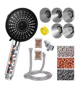 JUNARIS Shower Head with Hose Set with 5 Settings Spray Mode, Chrome - Shower Spryer with1.8m Stainless Steel Premium Quality pipe