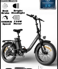 Wind Horse W4B Electric Folding Off-Road Bike 750W, 48V 15.6Ah Removable Battery, 40km/h Speed, 45-60km Range, Big LCD Display, 20 Inches Fat Tires, Shimano 7-Speed, Carbon Alloy Frame
