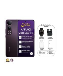 vivo V50 Lite AI 5G Dual SIM Phantom Black 12GB RAM 512GB (Support 90W Charging) With Exclusive Gifts Earbuds, Smart Watch And 24 Months Warranty + 1 Year Screen Replacement - Middle East Version