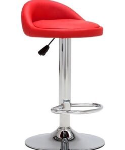 Bar Stools PU Leather Stool Chair High Stool Chair Adjustable Swivel Bar Chair with Footrest for Kitchen,Bar Counter (Red)