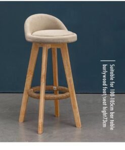 Bar Stool Modern swivel 360 Degree Cafe Chair Dinning High Wooden Chair Restaurant Chairs (Beige)