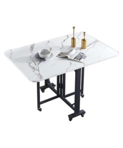 DubaiGallery Folding Dining Table, with Wheels, Multifunctional Extendable, Butterfly Table, Folding Desk, 3 Formats, Strong Load Capacity, Easy to Assemble