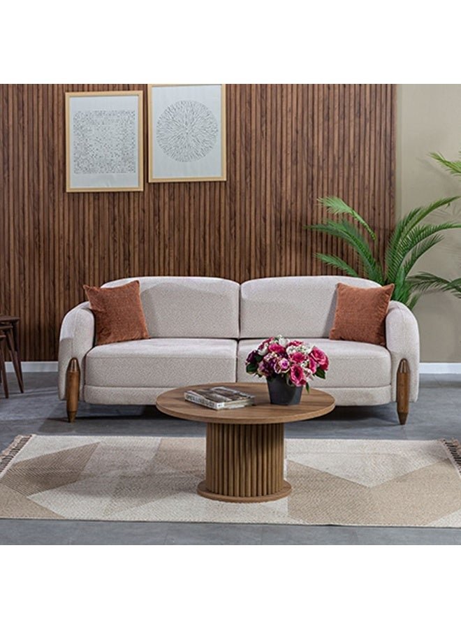 DANUBE HOME Olivia 3 Seater Fabric Sofa - Stylish Beige/Brown Couch for Living Room, Comfortable & Durable, Ideal for Home Decor, Size: L230xW97xH76cm, Ideal for Small Spaces