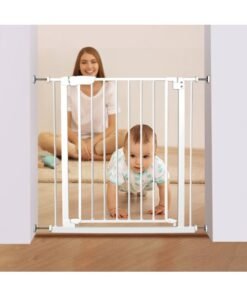 BABYTOT Safety Gate for Kids & Pets, Auto Close Extra Wide Stair Gate, Double Lock Child Safety Fence for Doors, Hallways & Stairs, Adjustable 75-83cm with Extensions (Gate 75–83 cm + 14 cm Extension)