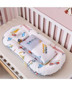 XiuWoo 3Pcs Portable and Foldable Baby Bed Set Baby Lounger with Pillow Quilt Crib Bedding for Newborns Infants Travel Sleeping