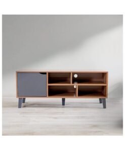 DANUBE HOME Elio TV Cabinet For Up To 32 Inches TV Entertainment Modern Design Wall Unit Furniture Wooden TV Stand For Living Room Bedroom TV Rack L120xW40xH49 cm Cherry/Dark Grey