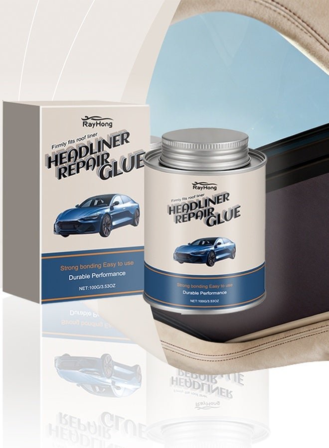 RAYHONG Car Headliner Glue 3.53OZ, Strong Automotive Upholstery Adhesive with Brush, Transparent Repair, Suitable for Fabric and Leather