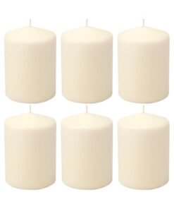 Sakha Candle Unscented Ivory Pillar Candles - Dripless Clean Burning Smokeless Household Dinner Candle SPA Romantic Candles Relaxing Saturdays, Special Occasions - Long Burning Hours | Set of 6