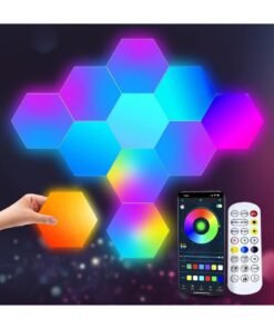 XVersion Led Light RGB LED Lights – 6-Pack Smart Hexagon LED Wall Lights with App & Remote Control, Music Sync LED Light Panels for Home, Living Room, Bedroom, Gaming Room & Décor