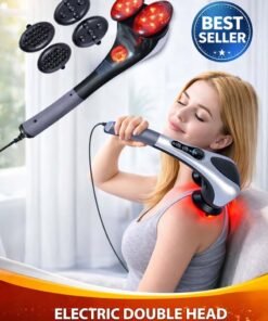 Handheld Double Head Full Body Massager With Heating Vibration Infrared Deep Tissue Massage Electric Dual Percussion For Neck Shoulder Back Arms Leg Foot Calf Muscle Relaxation Hand Tension Pain Relief Heavy Duty Hammer Massager For Physiotherapy