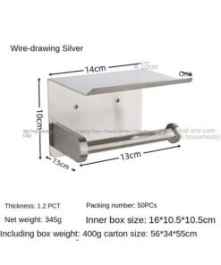 Bluejw Stainless Steel Tissue Holder Roll Paper Holder Toilet Toilet Paper Holder Punch-free Tissue Holder Phone Holder Hotel Project