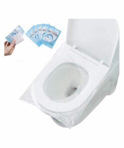 Captaintech Disposable Toilet Seat Covers Plastic Antibacterial Waterproof Portable Potty Cover for Kids Pregnant Travel Hospital Public Hotel Individually Wrapped Pocket Size 50 Pcs