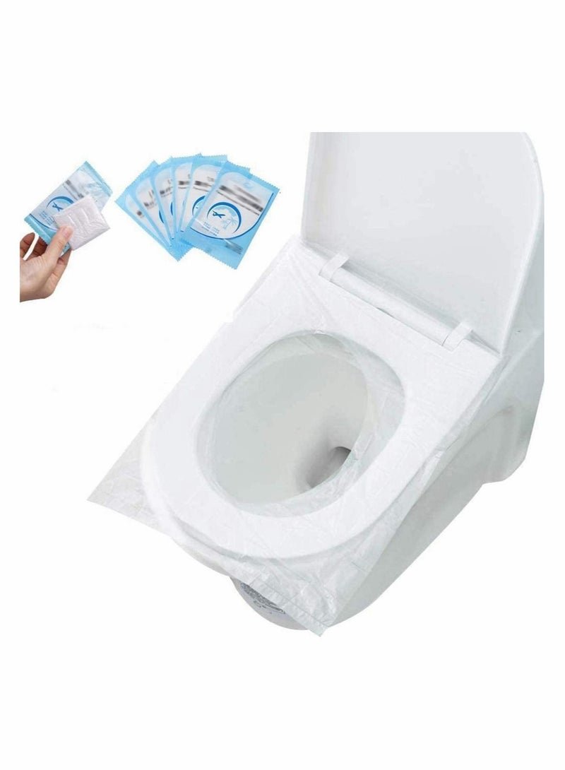 Captaintech Disposable Toilet Seat Covers Plastic Antibacterial Waterproof Portable Potty Cover for Kids Pregnant Travel Hospital Public Hotel Individually Wrapped Pocket Size 50 Pcs