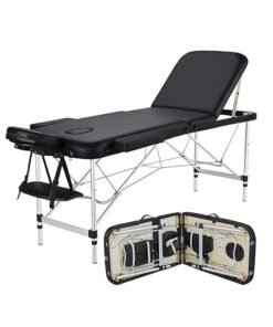 Arabest Massage Table Portable Lash Beds Spa Bed Massage Couch Foldable Spa Tables Adjustable 3 Fold with Non-Woven Bag 24 inch, Black