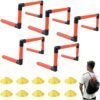 DUNISO 5 PCS Training Hurdle Set，Speed Hurdles Football Obstacle Agility Training Hurdles with 10 Marker Cones and 1 Carrying Bag Suitable For Exercise，Field Training，Obstacle Race