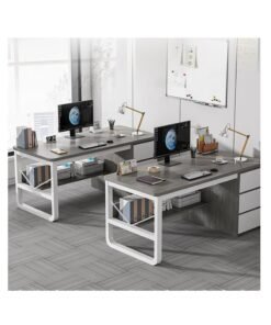 Alternative view of CityRiya-Long Contemporary Home Office Desk,Computer Desk,100CM Home Office Desk with Drawer and BookShelf Modern Gaming Desk Study Table Office Corner Table Stable Computer Laptop Table(DBL100-Grey)