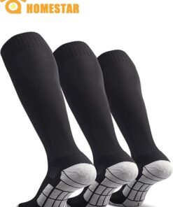 HOMESTAR 3 Pairs Long Knee High Sports Socks, Anti Slip Men's Athletic Socks for Football, Basketball, Sports