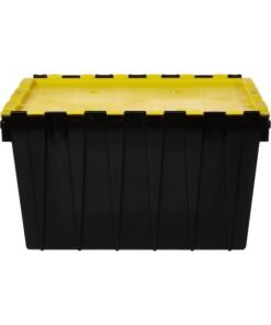 Cosmoplast Plastic Utility Storage Box With Dual Flap Lids 55 Liters  Yellow Black  IFHHST372KY   Utility Storage Box 55 Liters Black / Yellow 55.0Liters
