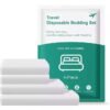 1 Pack (4 PCS) Disposable Bed Sheets for Travel Set with Quilt Cover & Pillowcases - Compatible with Most Hotel Beds - Travel Accessories Travel Essentials for Hotel, Cruise & More