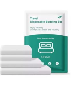 1 Pack (4 PCS) Disposable Bed Sheets for Travel Set with Quilt Cover & Pillowcases - Compatible with Most Hotel Beds - Travel Accessories Travel Essentials for Hotel, Cruise & More