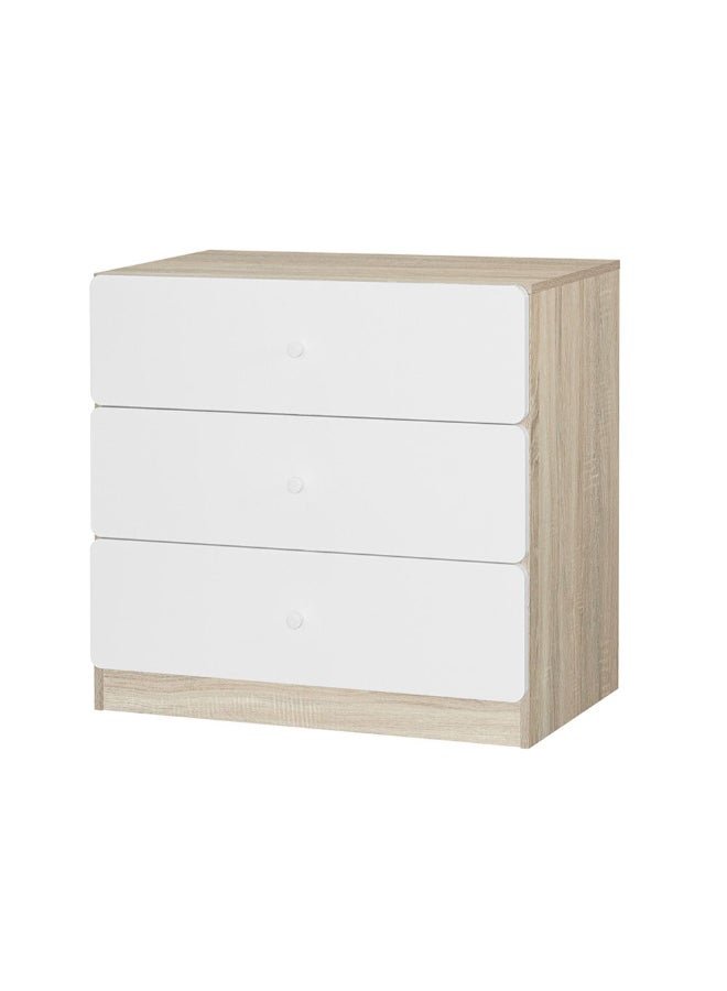 DANUBE HOME Kinder 3 Drawers Dresser Durable Vanity Table Dressing Makeup Desk With Storage Modern Design Bedroom Furniture L 80 x W 38 x H 72 cm-White & Sonoma Oak