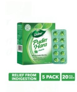 Dabur Pudin Hara Instant Cooling Relief From Indigestion Stomach Ache Gas And Acidity 20 Pearls Pack Of 5