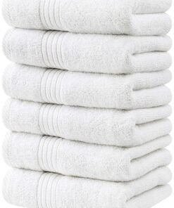 Utopia Towels 6 Piece Premium Hand Towels Set, (16 x 28 inches) 100% Ring Spun Cotton, Lightweight and Highly Absorbent Towels for Bathroom, Travel, Camp, Hotel, and Spa (White)